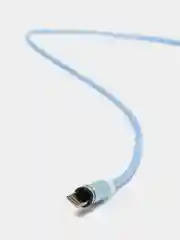 Голубой светящийся 360-градусный круглый магнитный кабель MicroUSB 1А. T4005