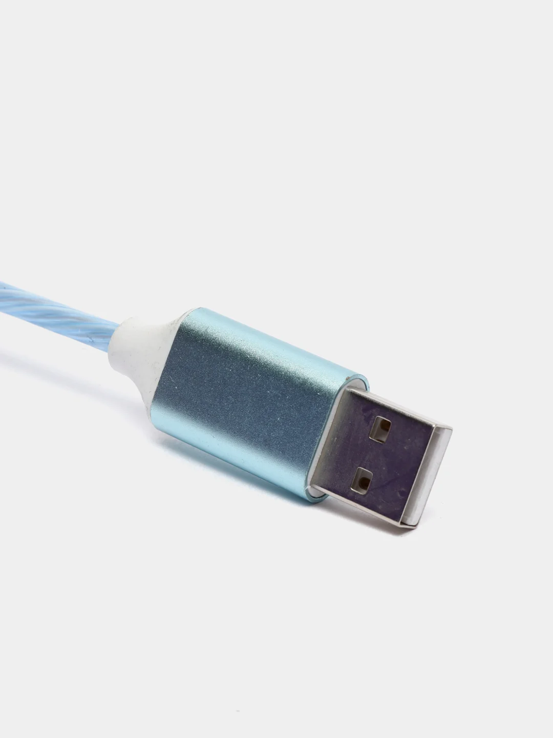 Голубой светящийся 360-градусный круглый магнитный кабель MicroUSB 1А. T4005