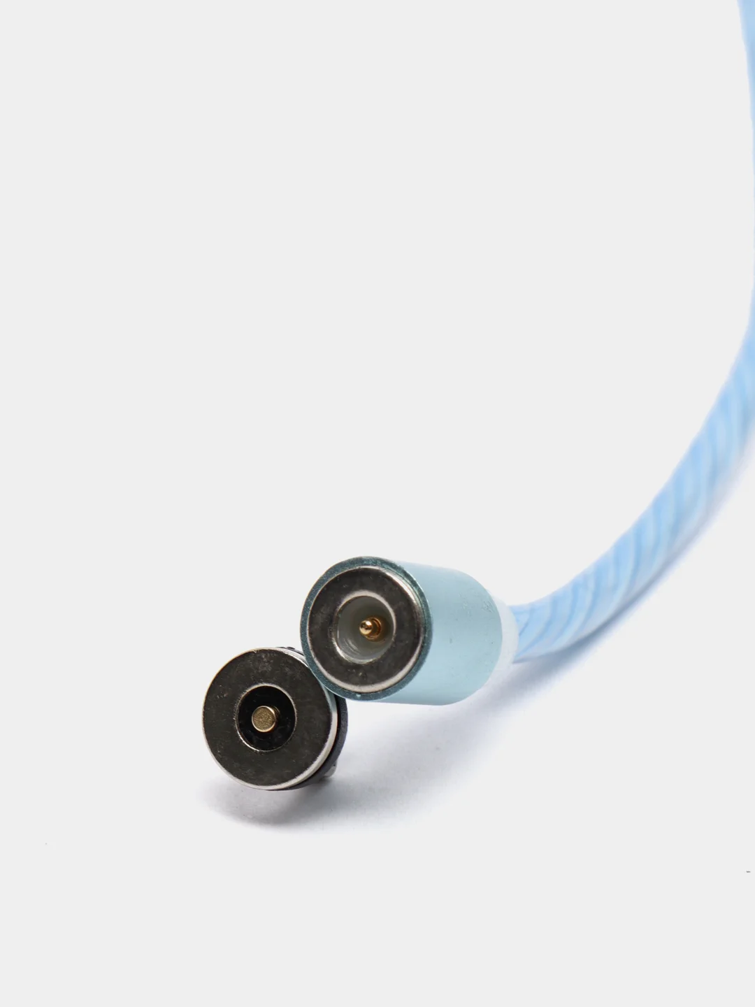 Голубой светящийся 360-градусный круглый магнитный кабель MicroUSB 1А. T4005