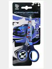 Синий ножницы школьные Schoolformat с резиновыми вставками, принт на лезвиях, 13 см