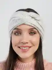 Серый меланж повязка на голову вязаная, шерстяная, чалма.