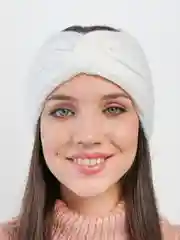 Белый повязка на голову вязаная, шерстяная, чалма.