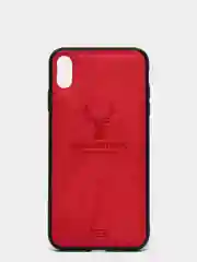 Красный дизайнерский чехол на iPhone с оленем
