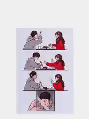 Красный открытка-комиксы "Любовь"