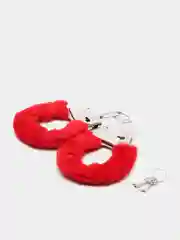 Красный металлические наручники с мехом для БДСМ