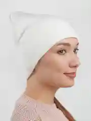 Белый шапка женская бини Дуэт, тонкая шапка на весну