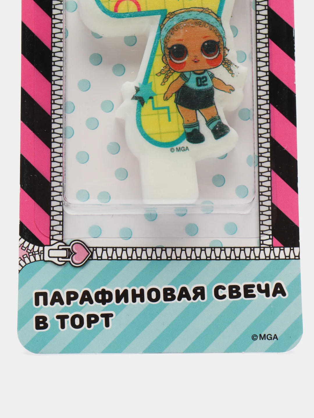 LOL. Парафиновая свеча в торт (цифра 7 с героем), в блистере