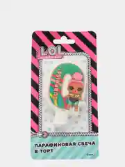 Парафиновая свеча в торт, цифра 0 с героем LOL, в блистере