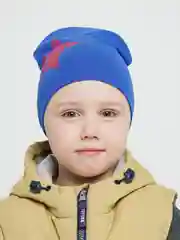 Синий детская двухслойная шапочка 1-5 лет для мальчиков хлопок