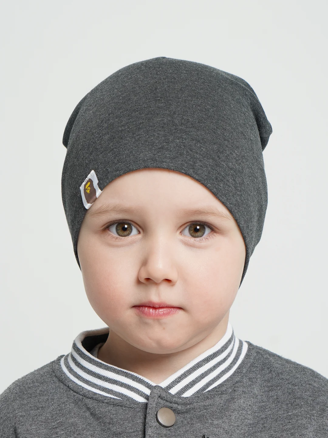 Угольный детская двухслойная шапочка 1-5 лет для мальчиков хлопок