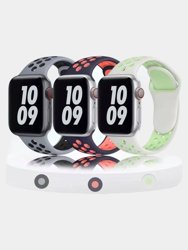 Спортивный силиконовый ремешок для часов Apple Watch 1/2/3/4/5/6/SE, двухцветный, 42/44mm