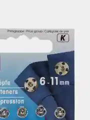 Пришивные кнопки, латунь, цвет серебристый, 6-11 мм, 20 шт, Prym