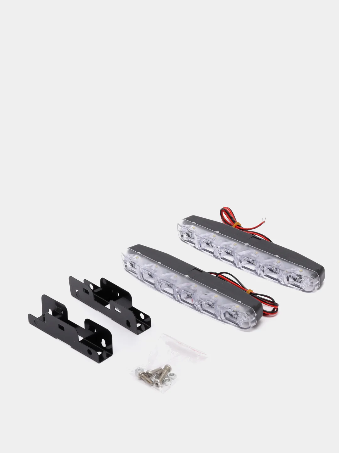 Дневные ходовые огни, LED 6шт., пласт. корп., 155мм, 12V, белый, 2шт