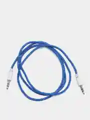 Синий кабель аудио AUX  текстильный круглый тонкий, разъём 3.5 Jack (M) - 3.5 Jack (M)