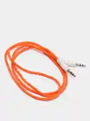 Оранжевый кабель аудио AUX  текстильный круглый тонкий, разъём 3.5 Jack (M) - 3.5 Jack (M)