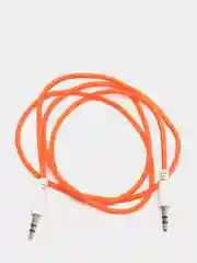 Оранжевый кабель аудио AUX  текстильный круглый тонкий, разъём 3.5 Jack (M) - 3.5 Jack (M)