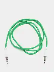 Зеленый кабель аудио AUX  текстильный круглый тонкий, разъём 3.5 Jack (M) - 3.5 Jack (M)