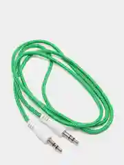 Зеленый кабель аудио AUX  текстильный круглый тонкий, разъём 3.5 Jack (M) - 3.5 Jack (M)