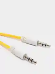 Желтый кабель аудио AUX  текстильный круглый тонкий, разъём 3.5 Jack (M) - 3.5 Jack (M)