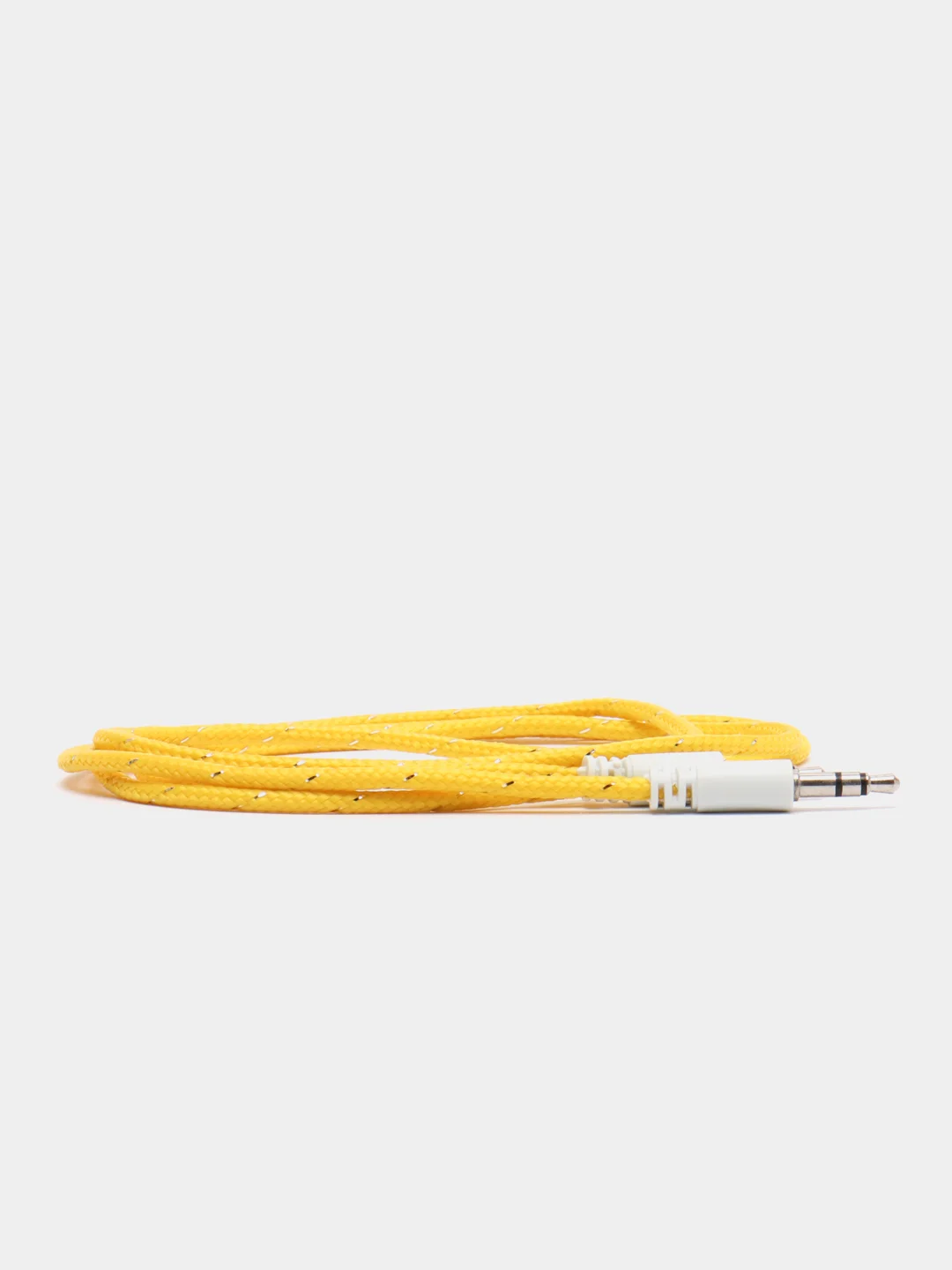 Желтый кабель аудио AUX  текстильный круглый тонкий, разъём 3.5 Jack (M) - 3.5 Jack (M)