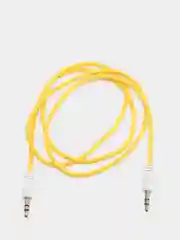 Желтый кабель аудио AUX  текстильный круглый тонкий, разъём 3.5 Jack (M) - 3.5 Jack (M)