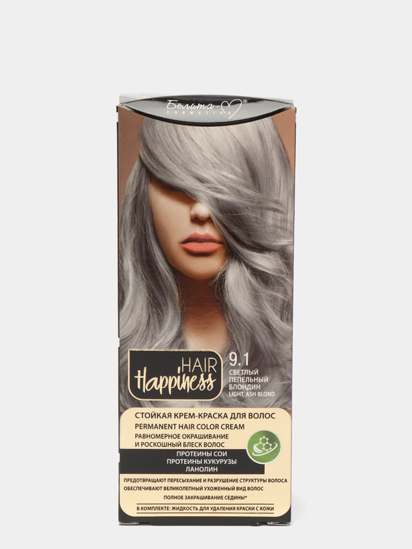 Стойкая крем-краска Белита М для волос "HAIR Happiness" №9.1 Светлый пепельный блондин