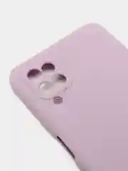 Сиреневый чехол Samsung A12, M12 c защитой камеры и бархатом внутри