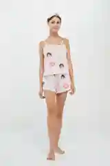 Конфетный женская пижама. шорты и майка, маска для сна
