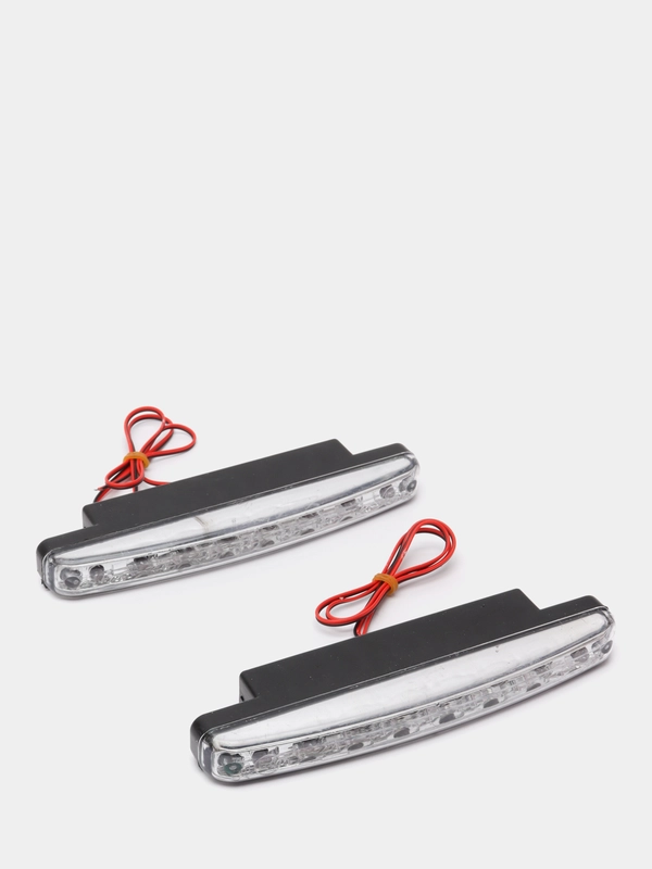 Дневные ходовые огни, LED 8шт., пласт. корп., 158мм, 12V, белый, 2шт