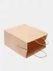 Крафт-пакет подарочный с кручеными ручками, бумажный пакет, упаковочный 24х28х14 см