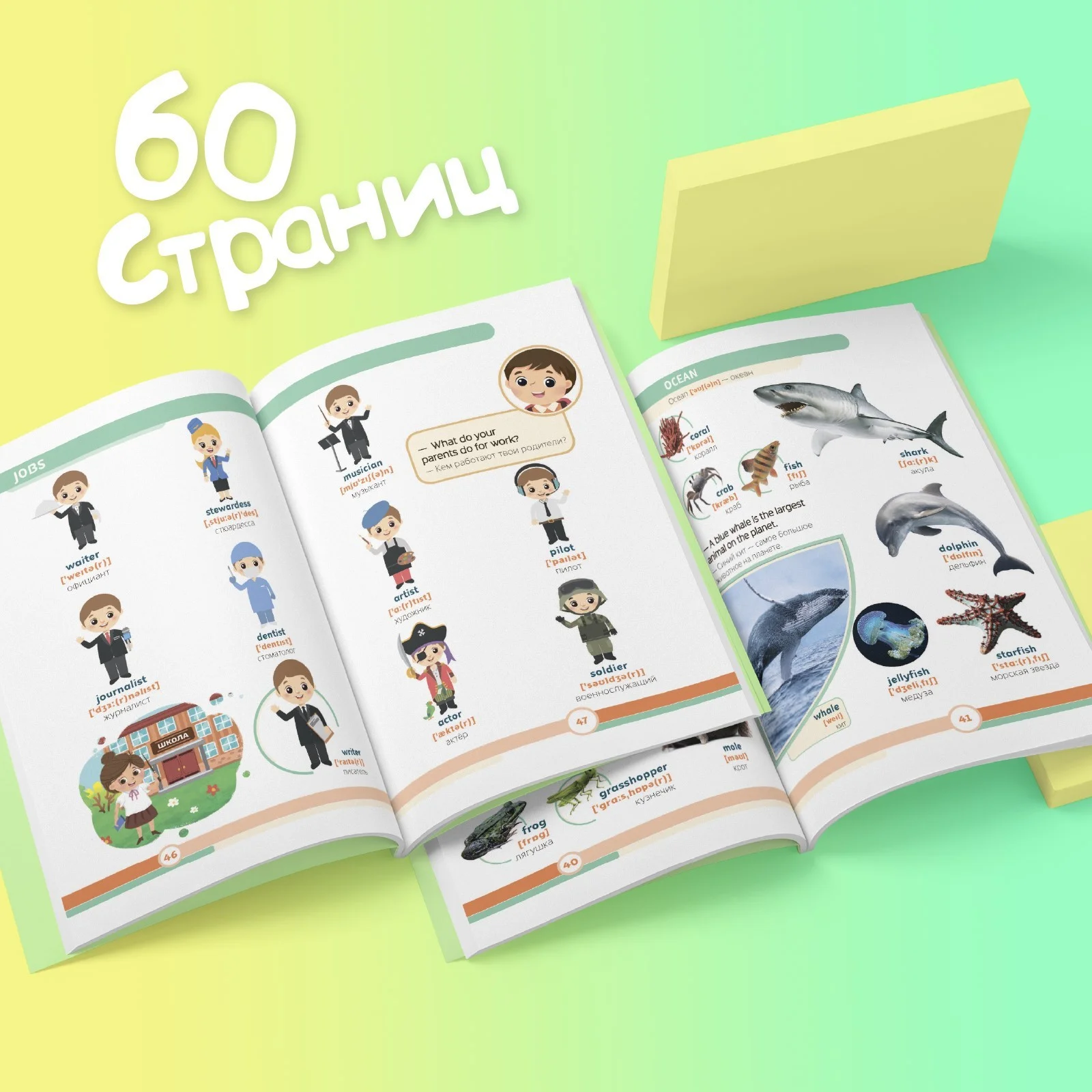 Книга "Первые 500 английских слов", 60 страниц