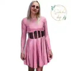 Розовый платье вечернее с корсетом