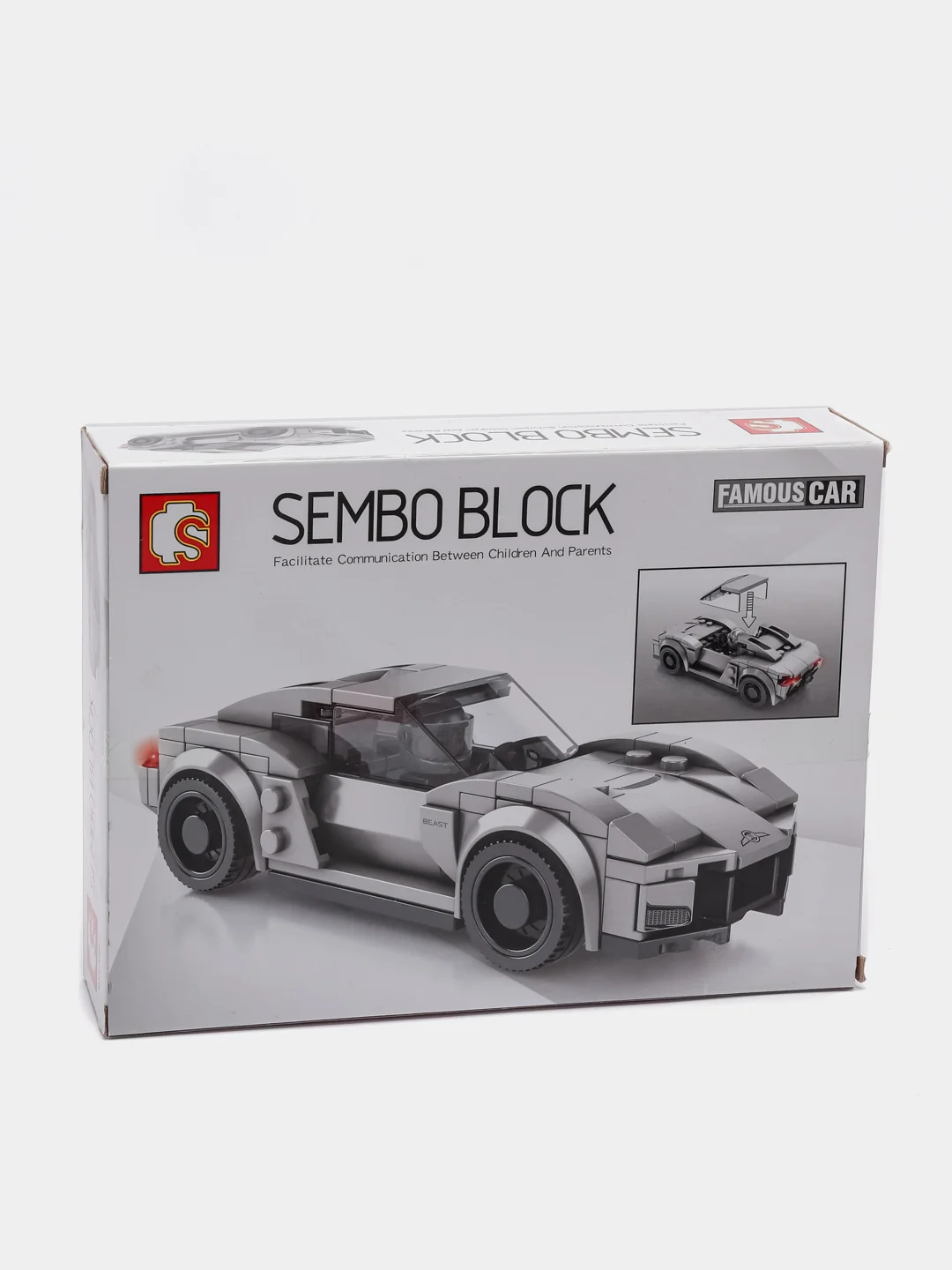 Серебряный машинка-конструктор Sembo Block, 2 в 1