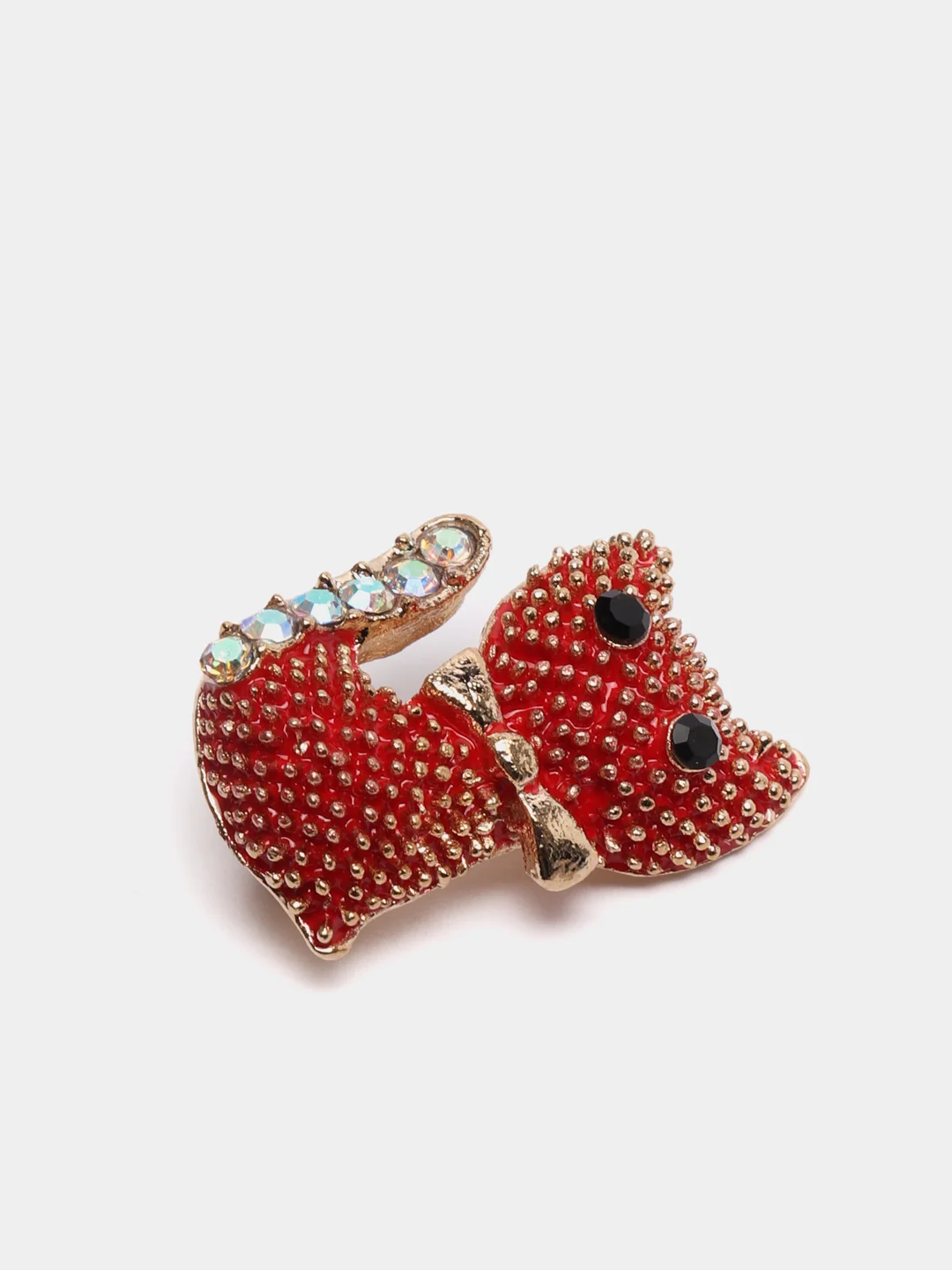 Красный брошь "Кошка"