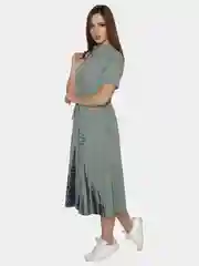 Хаки платье женское , "Стрит-арт", хлопок, на пуговицах, с кулиской
