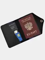 Черный обложка для паспорта из натуральной кожи