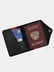 Черный обложка для паспорта из натуральной кожи