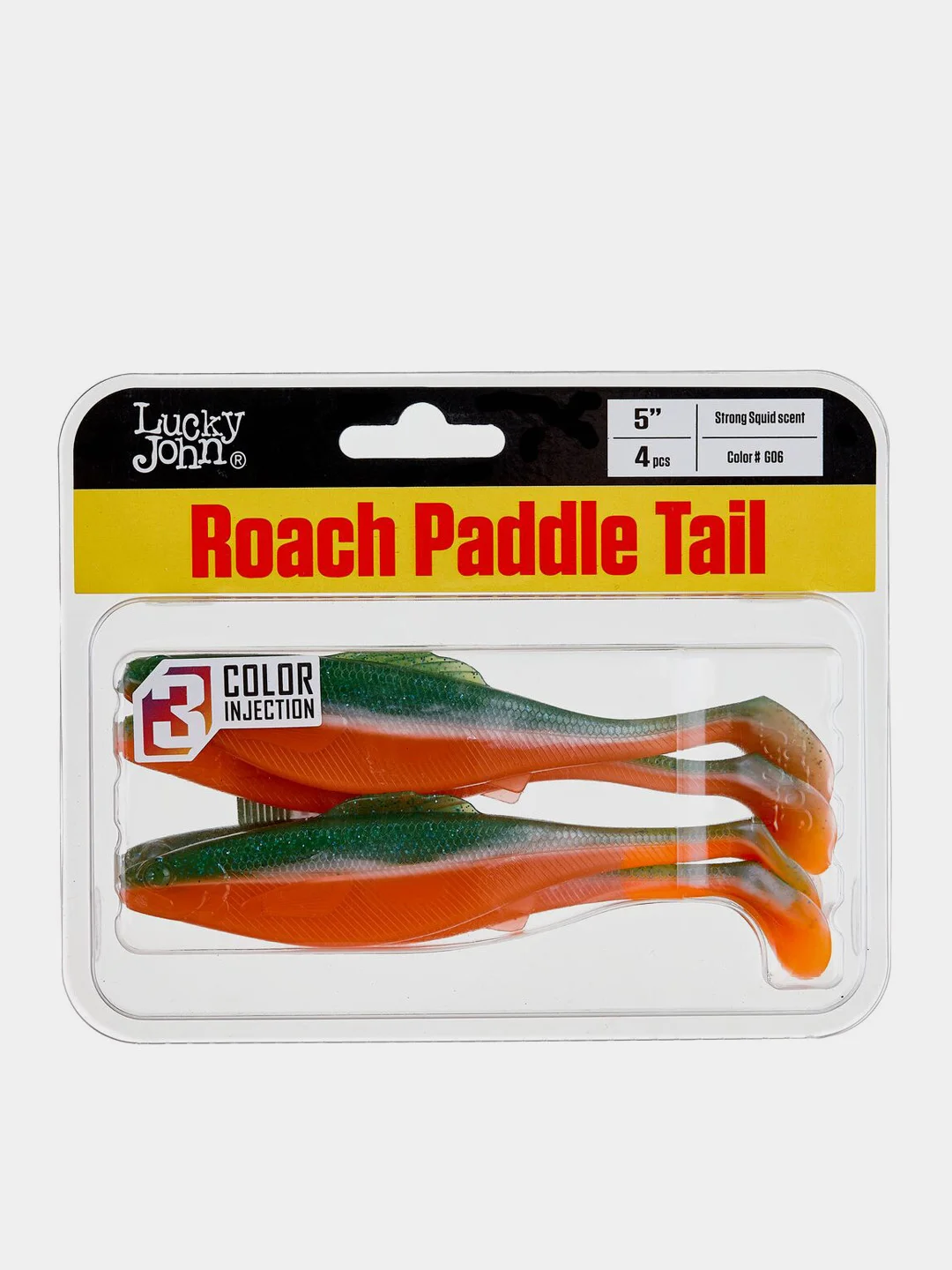 Оранжевый виброхвост LJ Pro Series Roach Paddle Tail