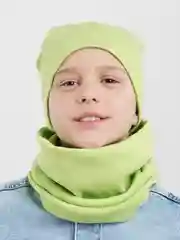 Лесной зеленый комплект шапка и снуд Kiberkola для возраста 4-15 лет -яркая Киберкола