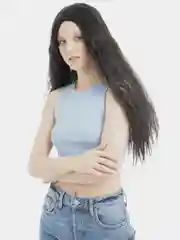 Черный парик волнистый