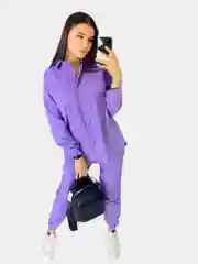 Фиолетовый вельветовый костюм женский