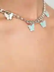 Голубой цепочка  с бабочками, цепочка с подвесками,чокер с бабочками