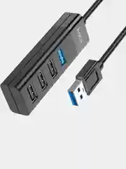 Зеленый хаб разветвитель Hoco HB25 Type-C, USB, 3.0