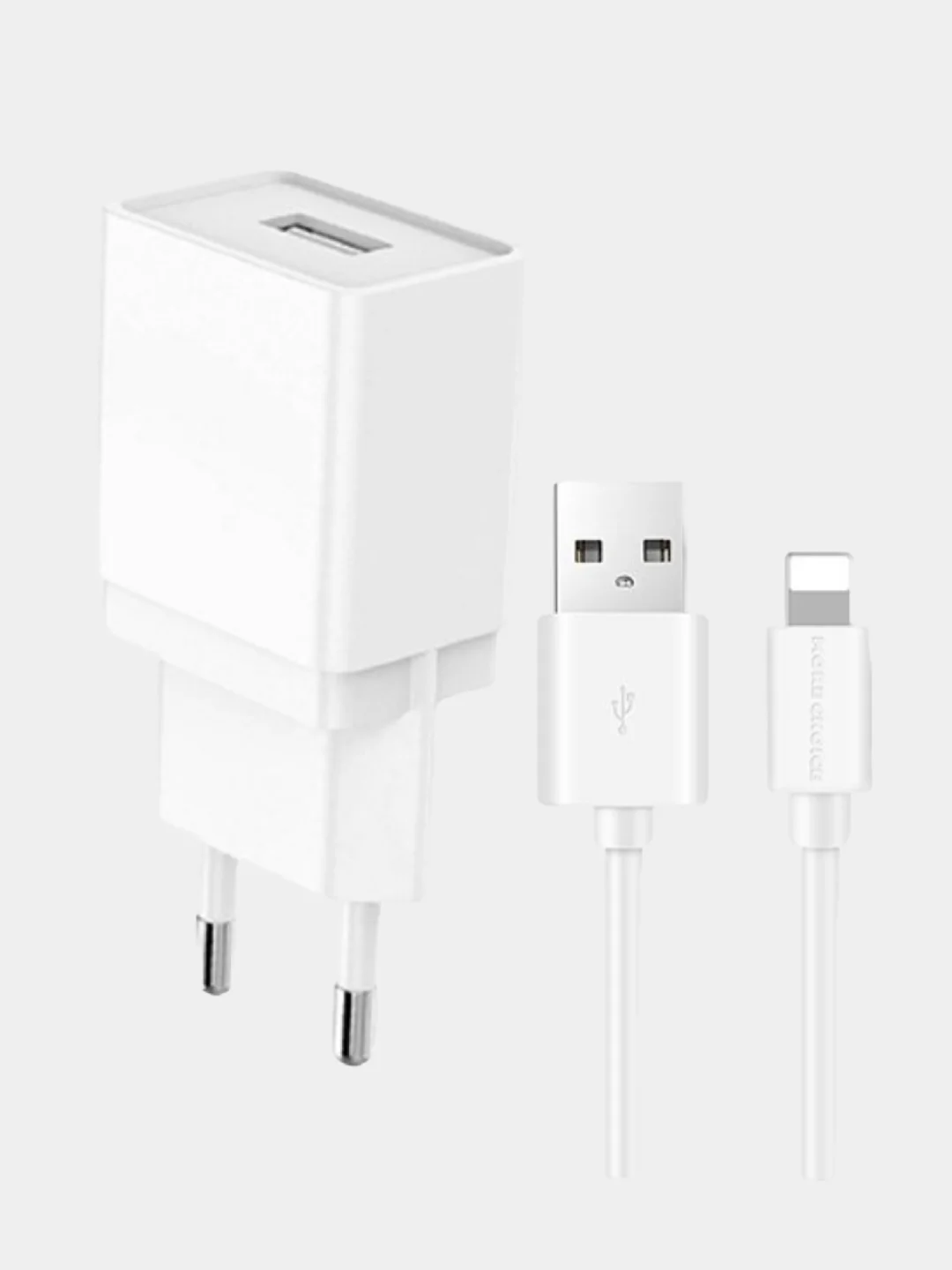 Белый зарядное устройство 1 USB 1A с кабелем Lightning 8-pin 2,1A
