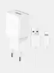 Белый зарядное устройство 1 USB 1A с кабелем Lightning 8-pin 2,1A