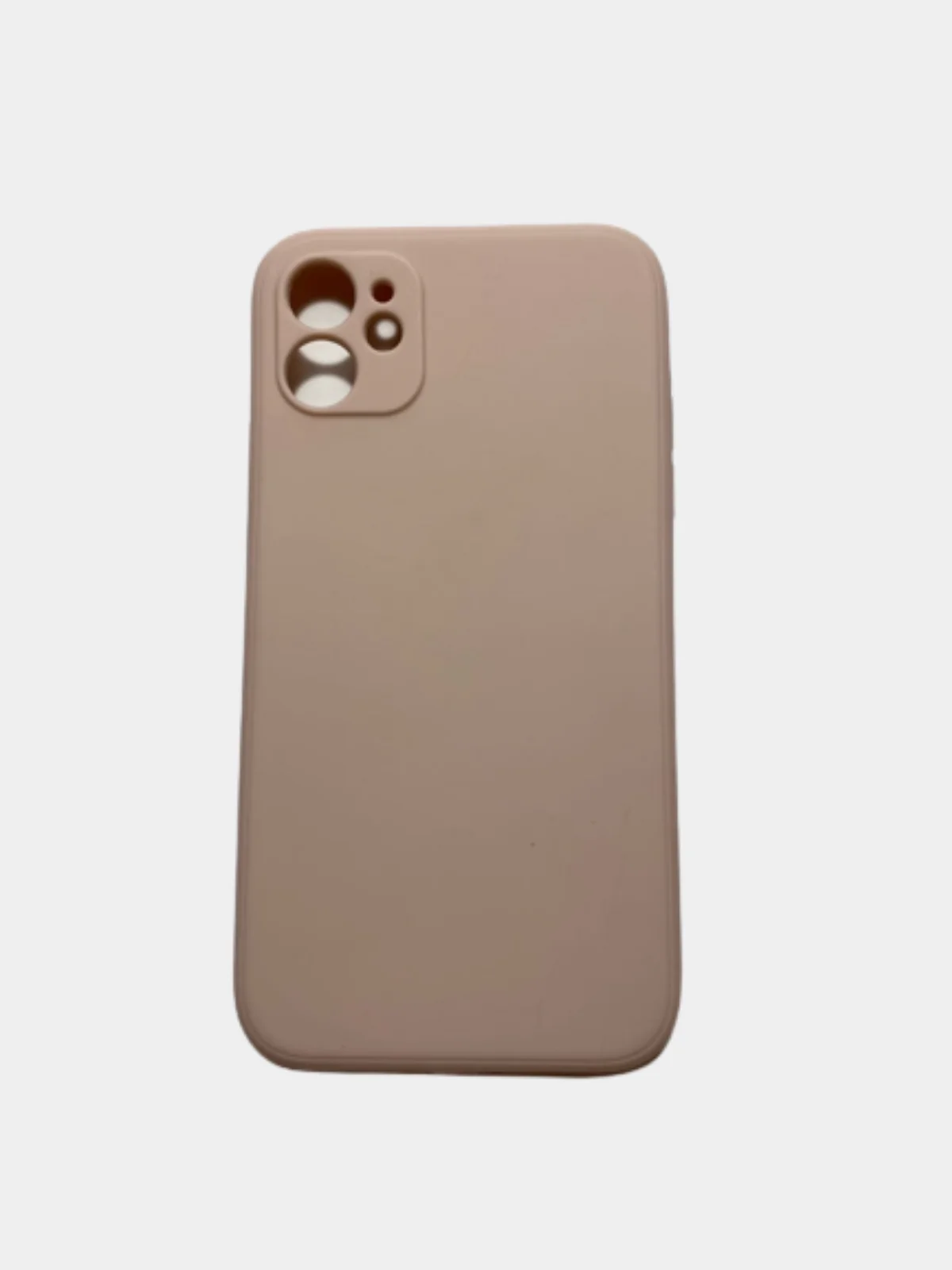 Пудровый чехол силиконовый с защитой камеры для iPhone 11 с бархатной подкладкой