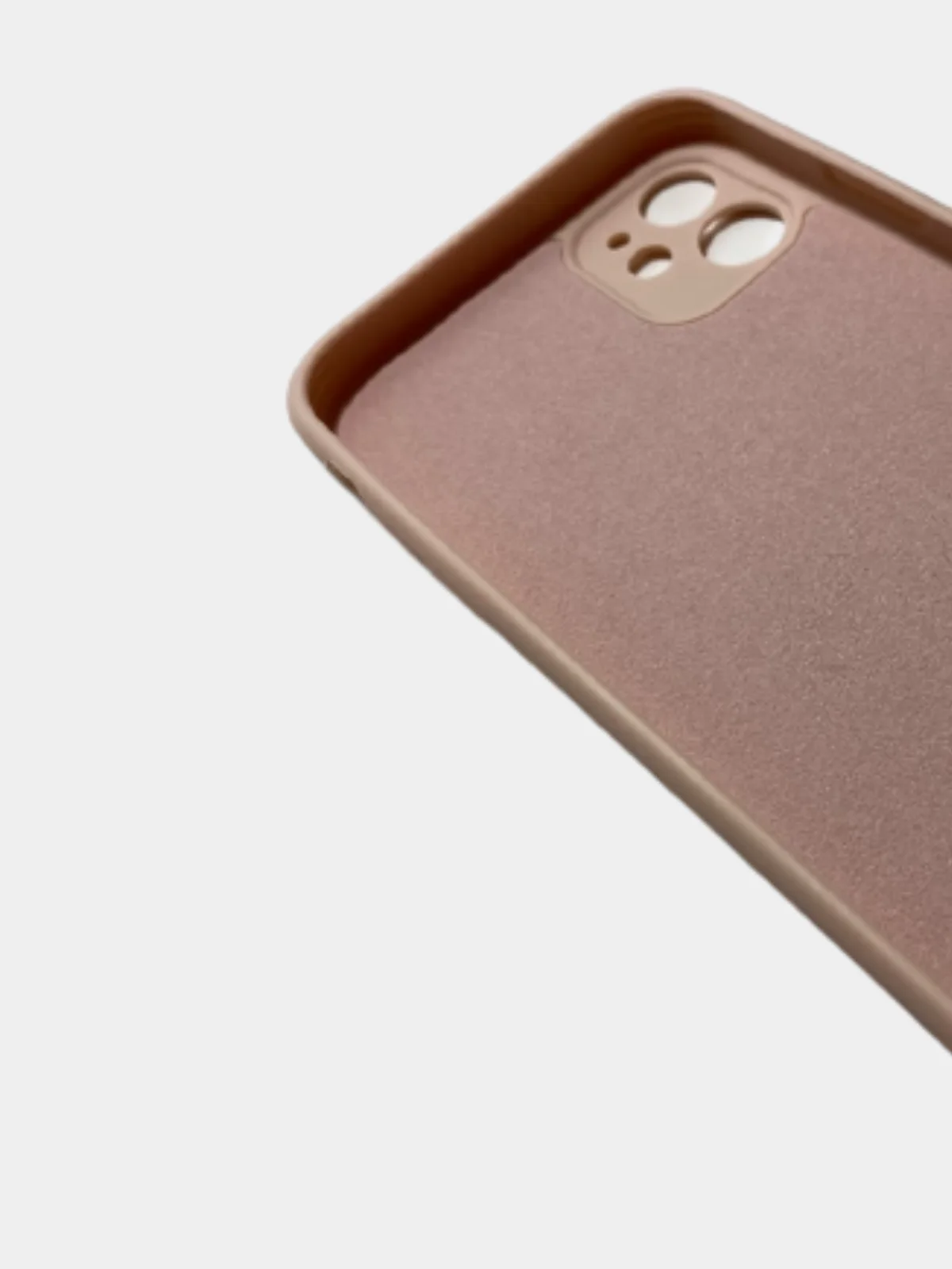 Пудровый чехол силиконовый с защитой камеры для iPhone 11 с бархатной подкладкой