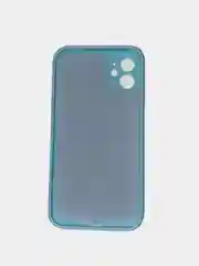 Голубой чехол силиконовый с защитой камеры для iPhone 11 с бархатной подкладкой