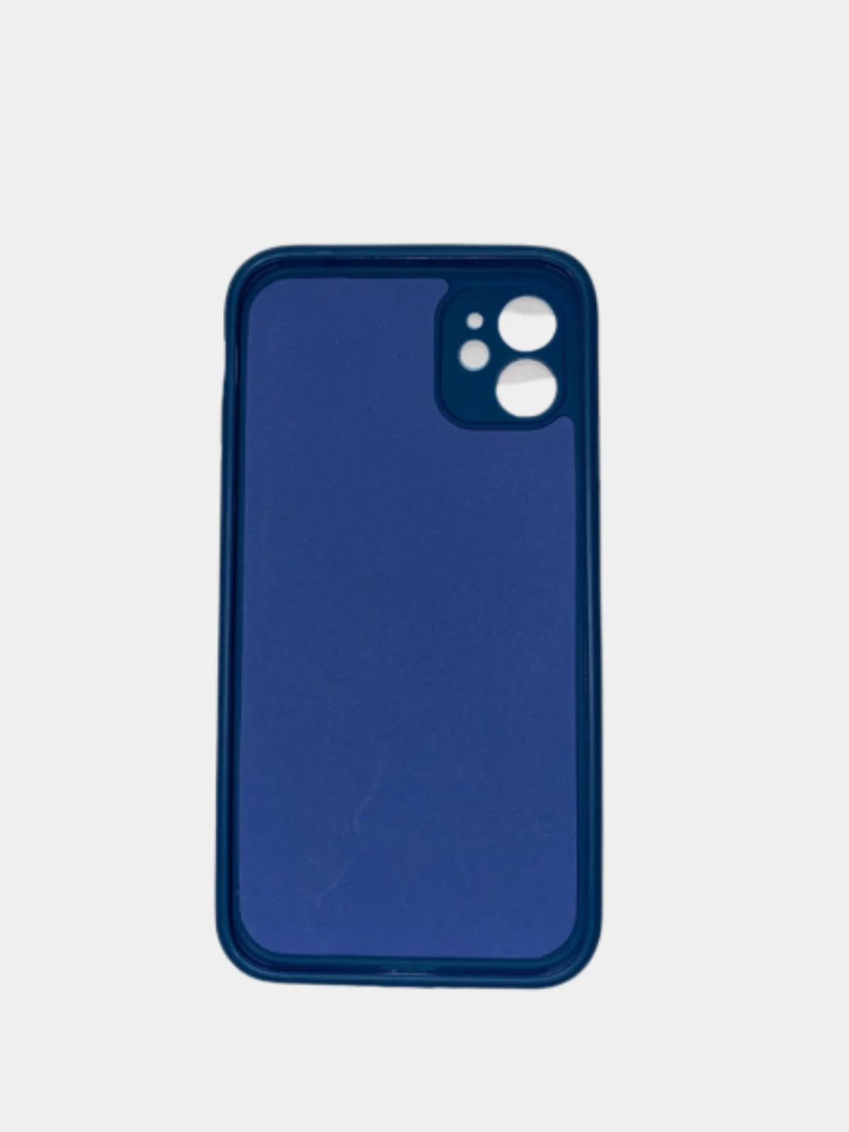 Синий чехол силиконовый с защитой камеры для iPhone 11 с бархатной подкладкой