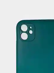 Тёмно-зелёный чехол силиконовый с защитой камеры для iPhone 11 с бархатной подкладкой